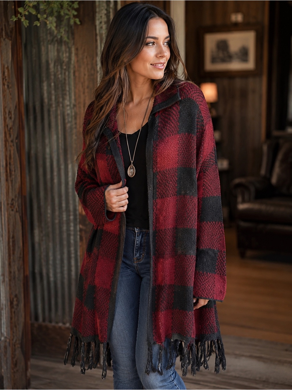 Nwt Charlie Paige Plaid Cardigan